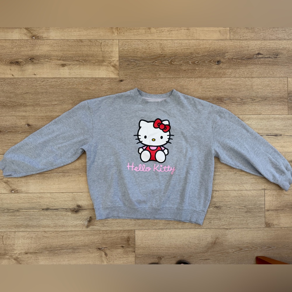 Hybrid Apparel Gray Hello Kitty Crewneck with Pink & Red Accents